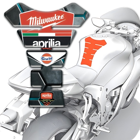 Aprilia  Tank Guard Pads Gray 3D Figures Design Milwaukee Style 