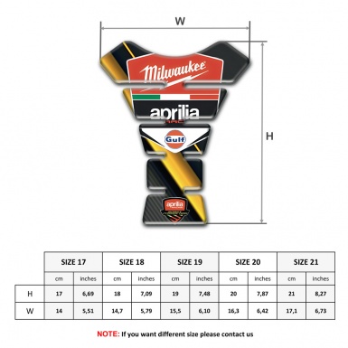 Aprilia Tank Pad Protector Yellow Diagonal Tape Design Milwaukee Logo 