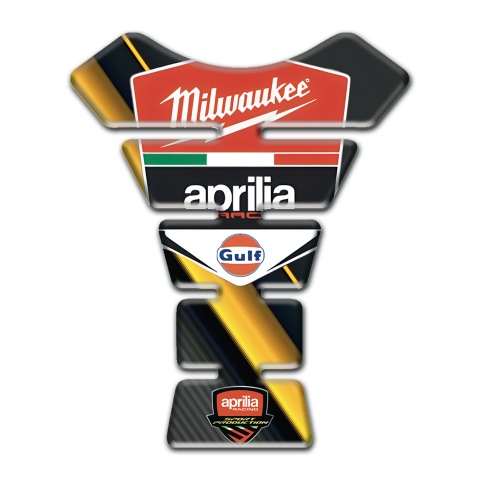 Aprilia Tank Pad Protector Yellow Diagonal Tape Design Milwaukee Logo 