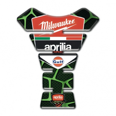 Aprilia Tank Guard Pads Black with Green Patterns Model Milwaukee Style 