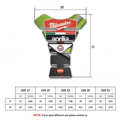 Aprilia Tank Pad Motorbike Green Motive Base Milwaukee Logo Style 