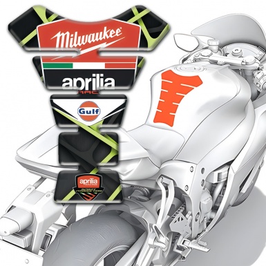Aprilia Tank Protector Green Lines Decoration Milwaukee Logo 