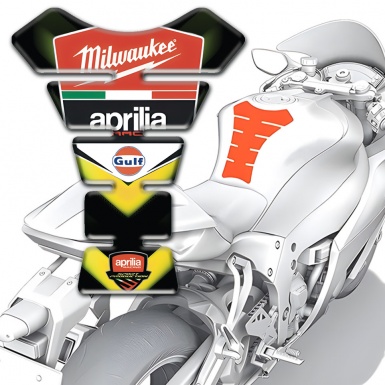 Aprilia Tank Guard Pads Black with Yellow Details Milwaukee edition 