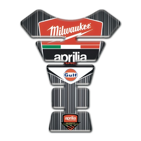 Aprilia Tank Pad Protector Gray with White Stripes Design Milwaukee Style 