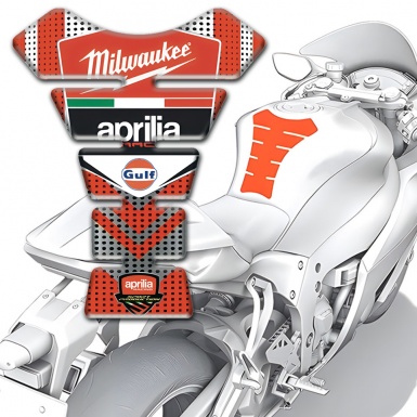 Aprilia Tank Fuse Silver Red Design Milwaukee Style 