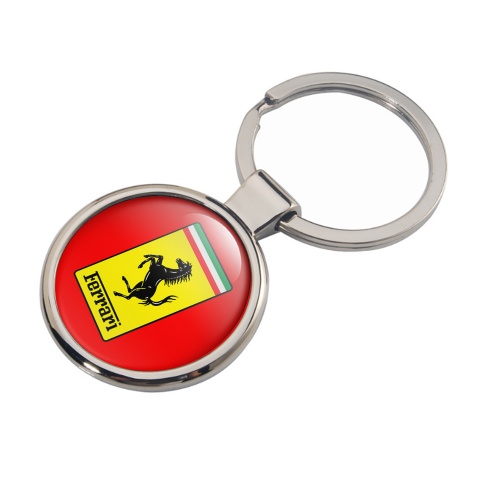 Ferrari Keychain Metal Red Yellow Rectangle Design