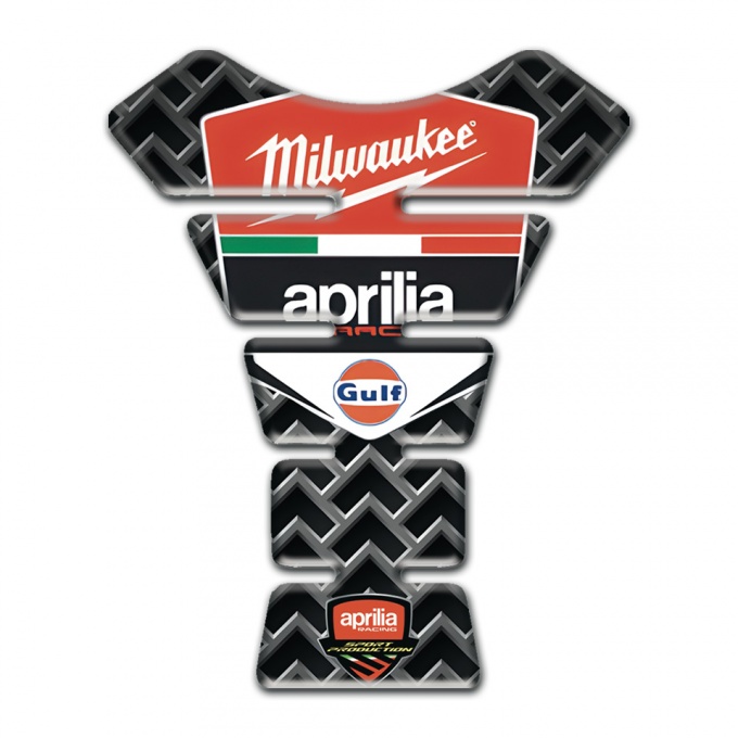 Aprilia Tank Pad Motorbike Metal Grid Effect Milwaukee Style 