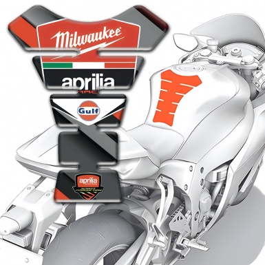 Aprilia Tank Pad Motorbike Diagonal Gray Orange Print 