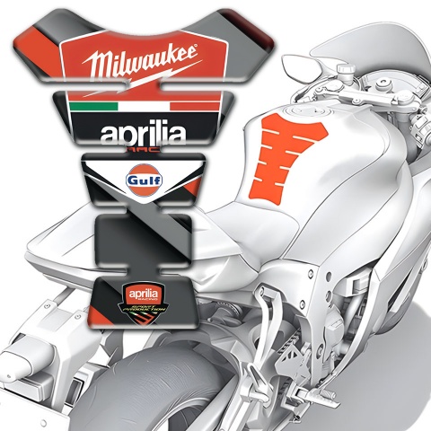 Aprilia Tank Pad Motorbike Diagonal Gray Orange Print 
