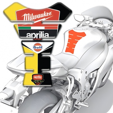 Aprilia Tank Protector Yellow Black Halves Base Milwaukee Logo Style 