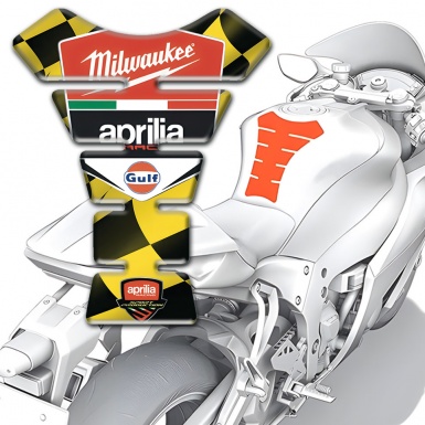 Aprilia Tank Pad Motorbike Yellow Black Flag effect Milwaukee Ediion 
