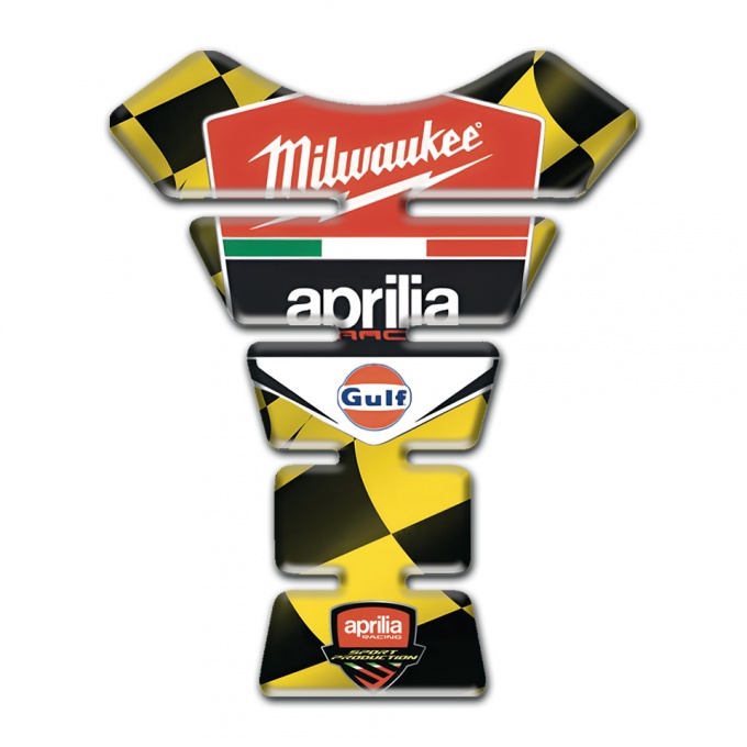 Aprilia Tank Pad Motorbike Yellow Black Flag effect Milwaukee Ediion 