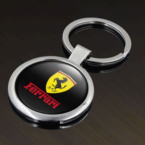 Ferrari Keychain Metal Black Yellow Shield Red Logo