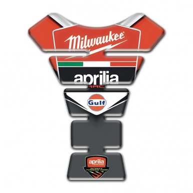 Aprilia Tank Pad Motorbike Milwaukee Logo Style Red Motive Base 