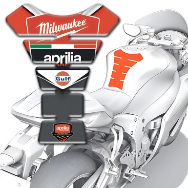 Aprilia Tank Pad Motorbike Milwaukee Logo Style Red Motive Base 