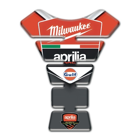 Aprilia Tank Pad Motorbike Milwaukee Logo Style Red Motive Base 
