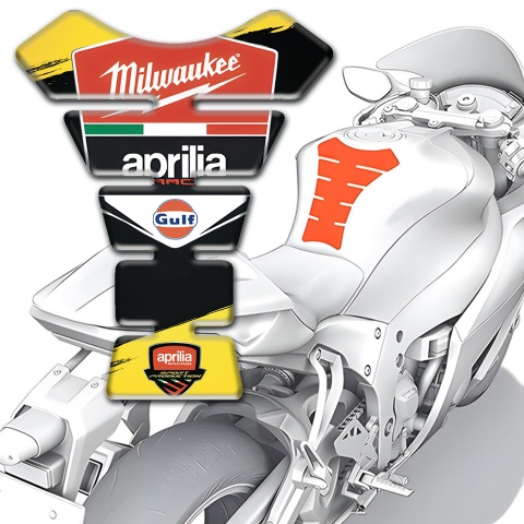Aprilia Tank Pad Protector Yellow Black Print Milwaukee Style 