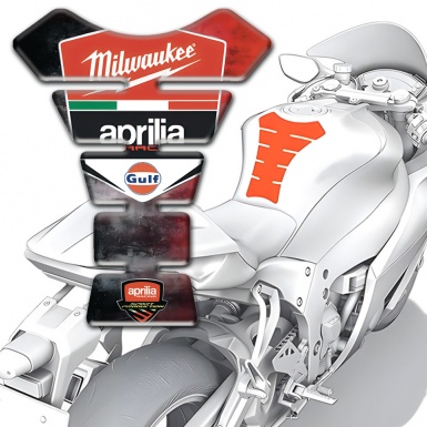 Aprilia Tank Pad Motorbike Mixed Colors Base Milwaukee Style 