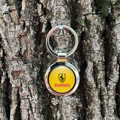 Ferrari Metal Key Ring Black Yellow Gold Logo Design