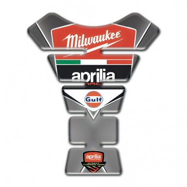 Aprilia Tank Pad Motorbike Gray Base with White Stripe Decoration 