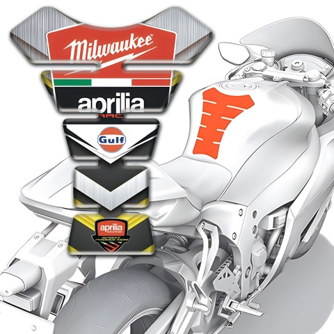 Aprilia Tank Protector Silver Details Design Milwaukee Logo Style 