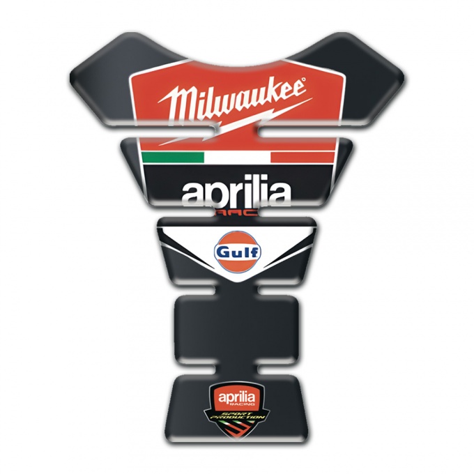 Aprilia Tank Guard Pads Graphite Effect Milwaukee Logo 