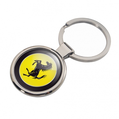 Ferrari Key Fob Metal Black Ring Yellow Circle Design