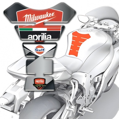 Aprilia Tank Pad Protector Gray Diagonal Print Base Milwaukee Style 