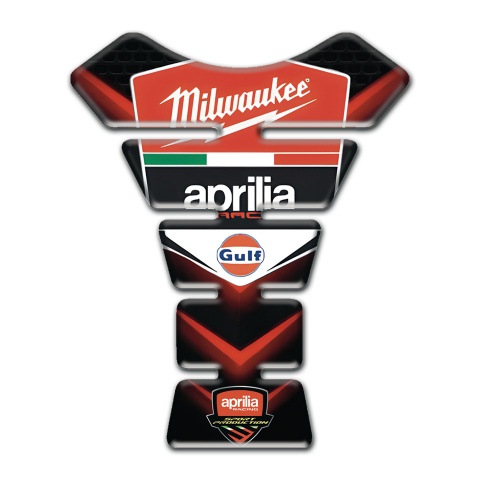Aprilia Tank Pad Protector Black with Red V Shape Details Base Milwaukee Style 