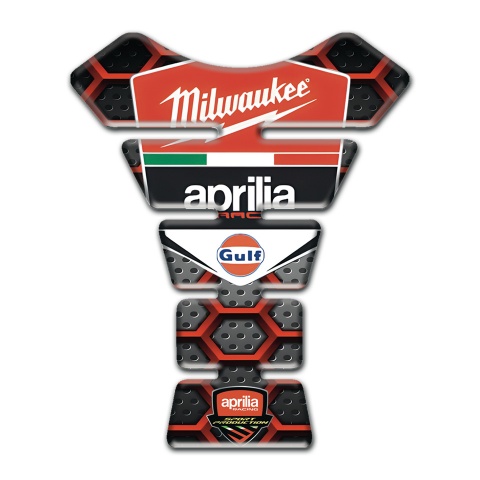 Aprilia Tank Guard Pads Red Grid 3D Design 