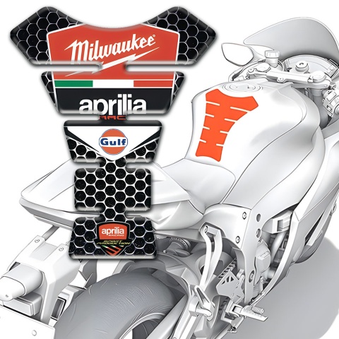 Aprilia Tank Pad Motorbike Perforated Steel Base Milwaukee Style 