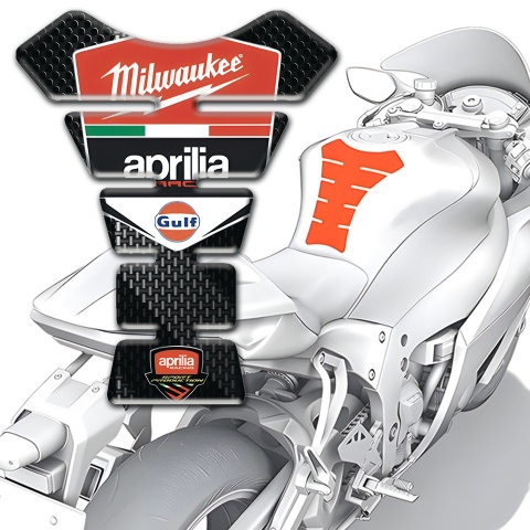 Aprilia Tank Protector Black with Gray Band Base Milwaukee Logo Style 
