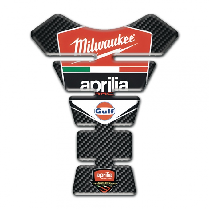 Aprilia Tank Pad Protector Black Carbon Milwaukee Logo Style 