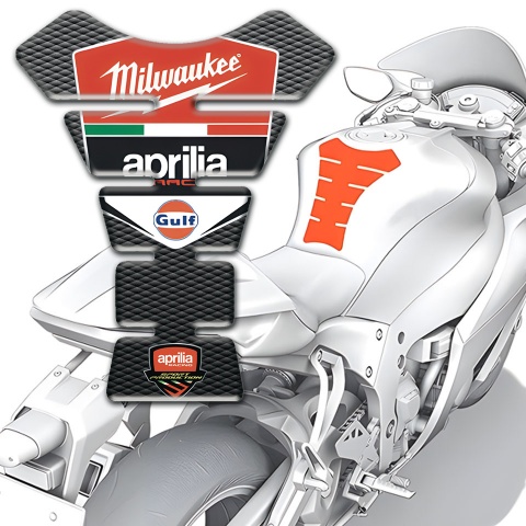 Aprilia Tank Pad Motorbike Drak Flakes Base Milwaukee Logo Style 