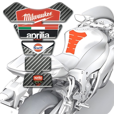 Aprilia Tank Protector Classic Carbon Design Milwaukee Logo 