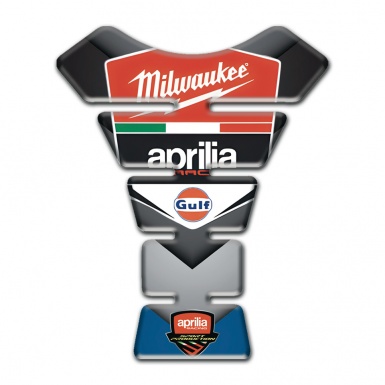 Aprilia Tank Pad Protector Gray Blue Details Base Milwaukee Logo 