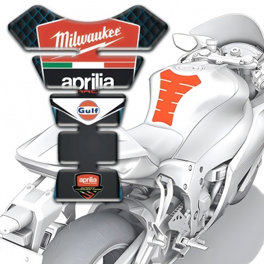 Aprilia Tank Pad Motorbike Neon Mesh Base Milwaukee Logo Style 