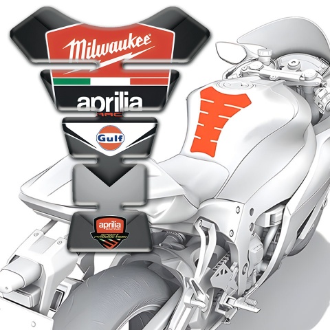 Aprilia Tank Pad Motorbike Gray V Shape Details 