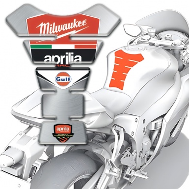 Aprilia Tank Pad Motorbike Silver Edition Milwaukee Logo 