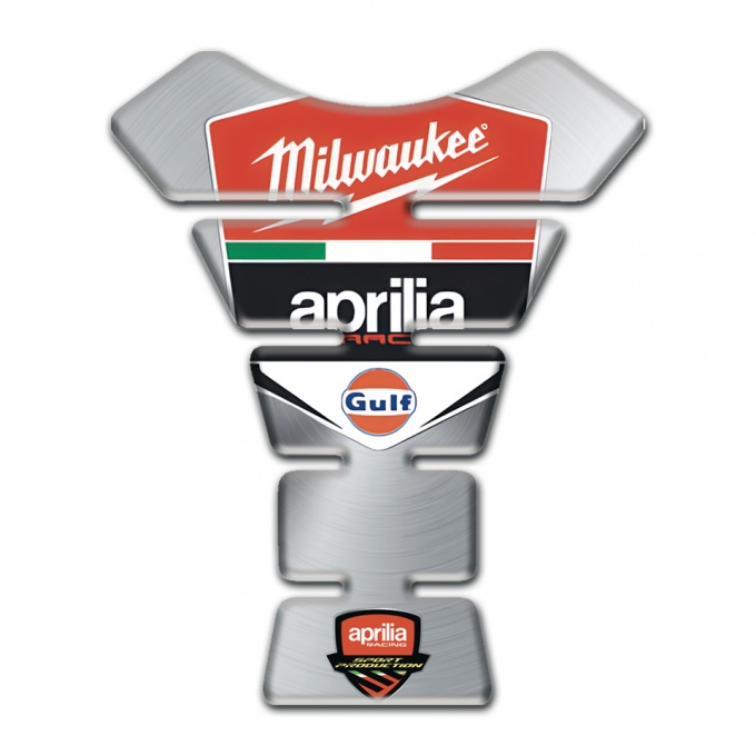 Aprilia Tank Pad Motorbike Silver Edition Milwaukee Logo 