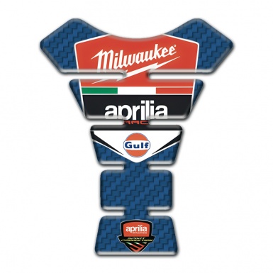 Aprilia Tank Protector Blue Carbon Base Milwaukee logo 