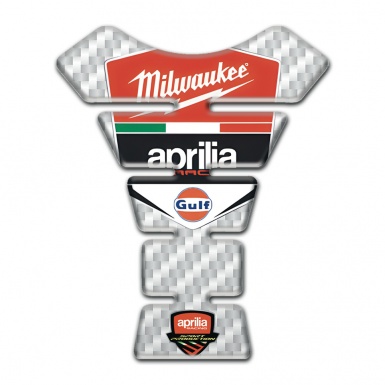 Aprilia Tank Pad Protector White Carbon Design Milwaukee Logo Style 