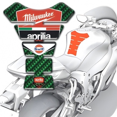 Aprilia Tank Fuse Green Carbon Base Milwaukee Logo Edition 