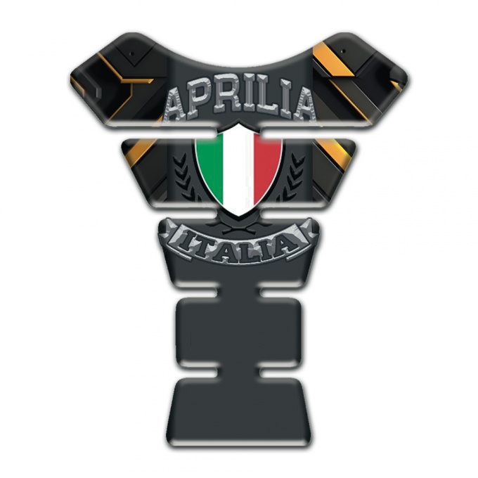 Aprilia Tank Pad Motorbike Black Yellow Base Italian Flag Logo