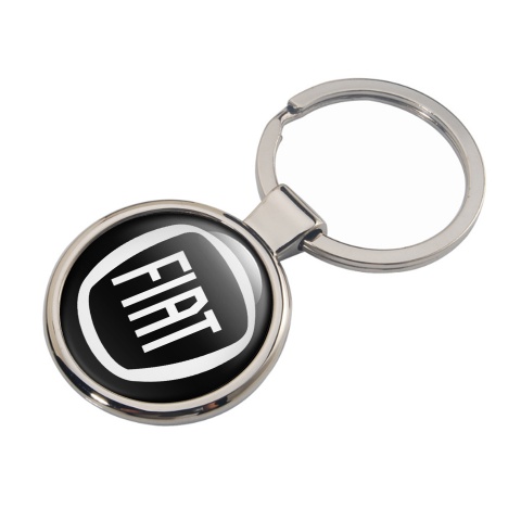 Fiat Metal Fob Chain Black White Oval Logo Design