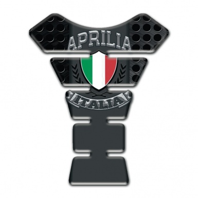 Aprilia Tank Guard Pads Perforated Black Model with Italian Flag Logo