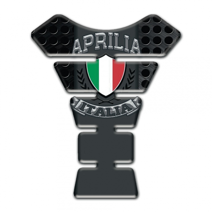 Aprilia Tank Guard Pads Perforated Black Model with Italian Flag Logo