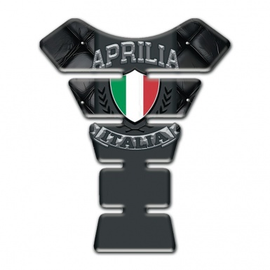 Aprilia Tank Pad Protector Black Leather Background Italian Flag Logo