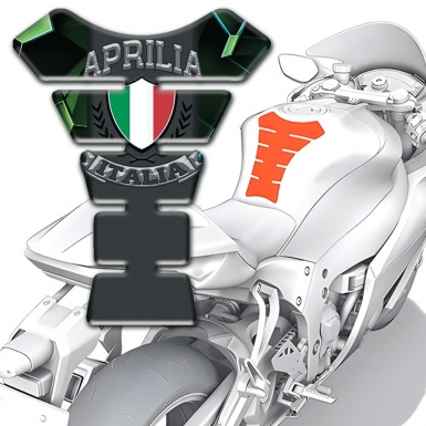 Aprilia Tank Fuse Green Diamond Base Italian Flag Logo