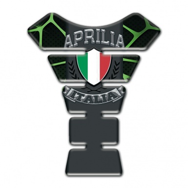 Aprilia Tank Guard Pads Black with Green Lines Italian Flag Logo